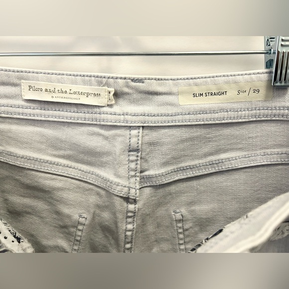 Pilcro and Letterpress, Anthropologie Pale Blue Jeans, Slim Straight - Size 29 - Picture 7 of 7
